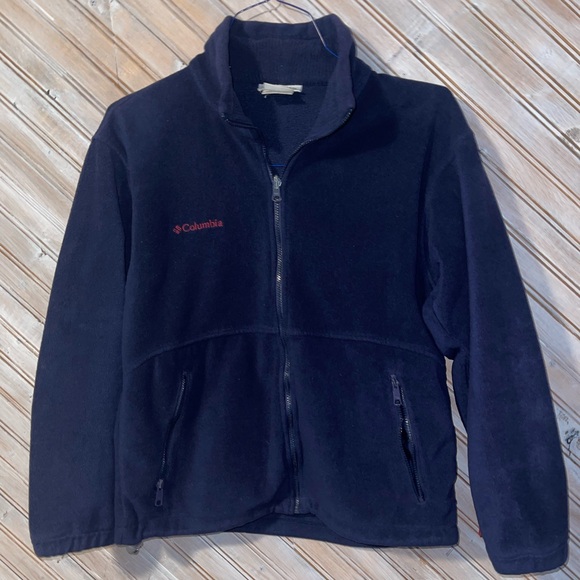 Columbia Lightweight Navy Blue Fleece Lined Jacket with Stand-Up Ribbed Collar - Picture 2 of 8